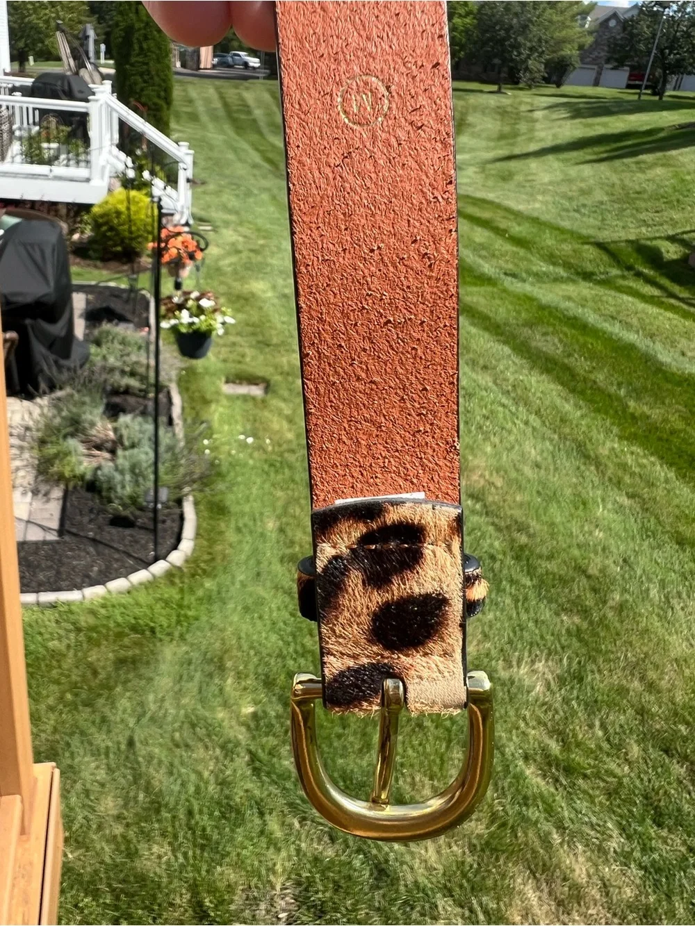 J. Crew Leopard Print Thin Belt with Gold Buckle
